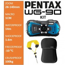 Pentax WG-90 Blau Kit  inkl.Schwimmgurt + Tasche 