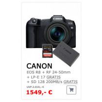 Canon EOS R8 + RF 24-50mm f/4.5-6.3 IS STM  ( Gratis Canon LP-E17 Akku + Sandisk sd 128 GB Karte) (- 200€ Sofort-Rabatt im Shop)