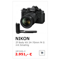 Nikon Z f KIT Z 24-70mm 1:4 S  (Gratis  Smallrig Handgriff )
