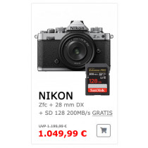 Nikon Z fc KIT Z DX 28 mm 1:2.8  ( Gratis Sandisk SD 128 GB )   inkl.Sofort-Rabatt-Aktion