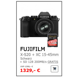 Fujifilm X-S20 Black + XC15-45mm f/3.5-5.6 OIS PZ inkl.Sandisk SD 128 GB Karte 