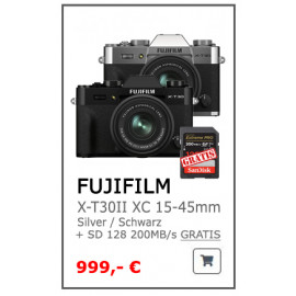 Fujifilm X-T30 II mit XC 15-45mm schwarz  inkl.Sandisk SD 128 GB Karte