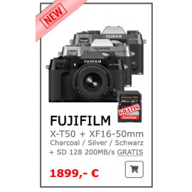Fujifilm X-T50 + XF16-50 silber  inkl.Sandisk SD 128 GB Karte
