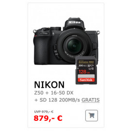 Nikon Z50 Kit + 16-50mm ( Gratis Sandisk SD 128 GB ) 