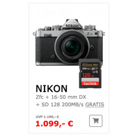 Nikon Z fc KIT Z DX 16-50 mm  ( Gratis Sandisk SD 128 GB )  inkl.Sofort-Rabatt-Aktion